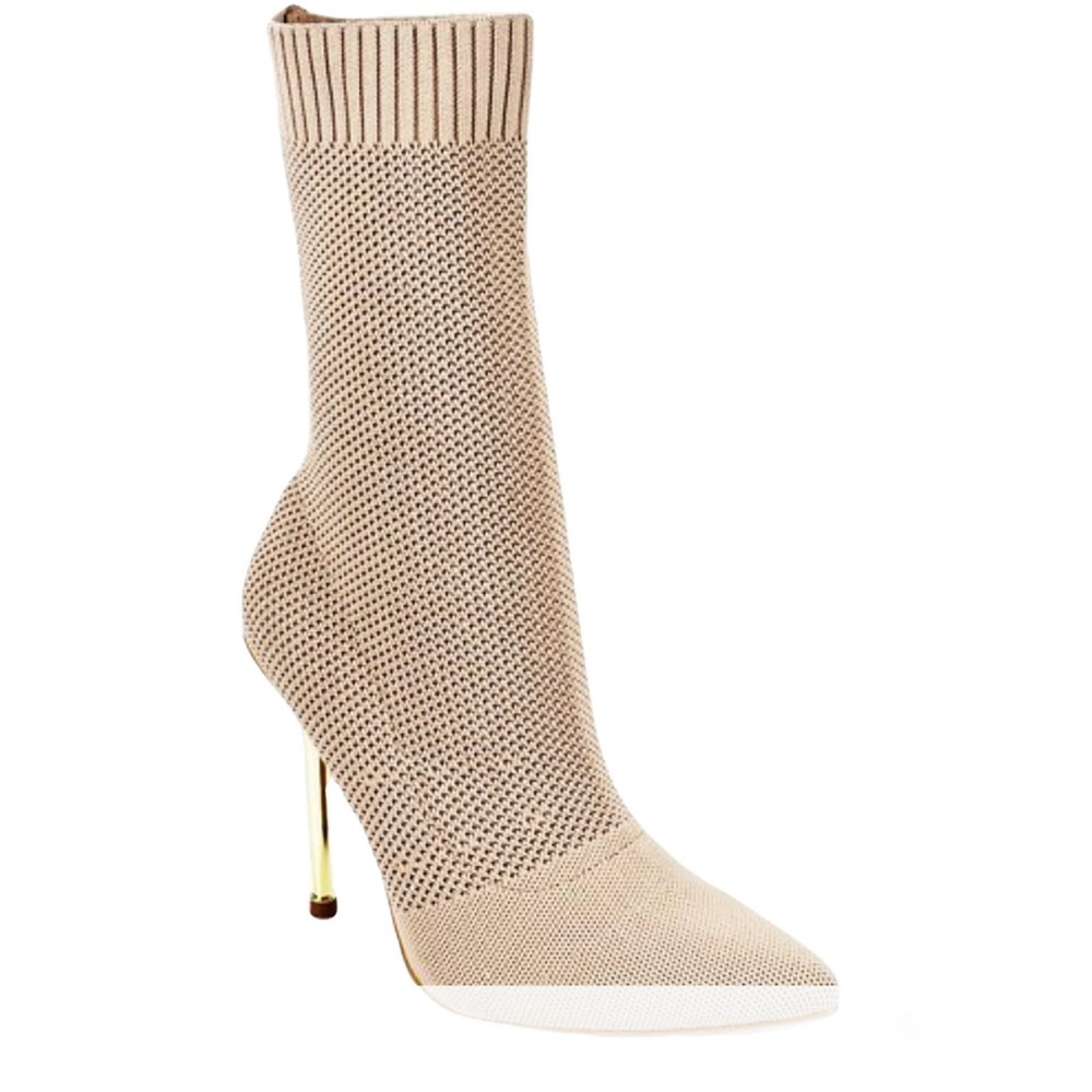 Gold heel stiletto sock boot 👢